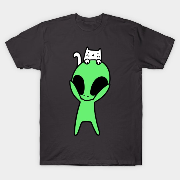 Cat and Alien T-Shirt by saradaboru